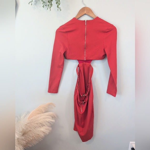Bec And Bridge Red Long-Sleeve Cutout Bodycon Dress Sz. Small - Picture 6 of 11